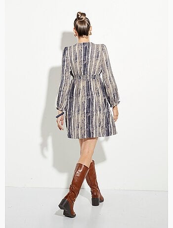 Robe courte col V taille haute plissée - AFIBEL