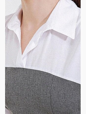 Robe courte color block à col chemise et manches longues bdart
