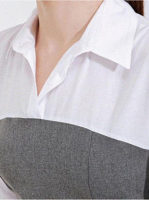 Robe courte color block à col chemise et manches longues bdart - Kiabi Robe courte color block à col chemise et manches longues bdart - Kiabi