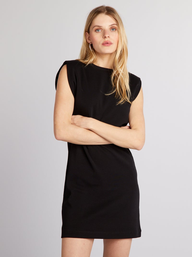 Robe courte côtelée et sans manches noir - Kiabi