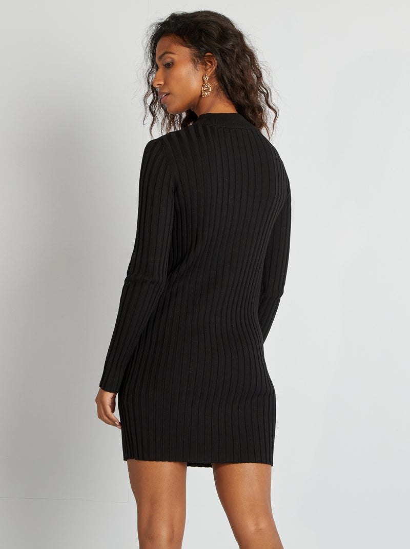 Robe courte côtelée noir - Kiabi