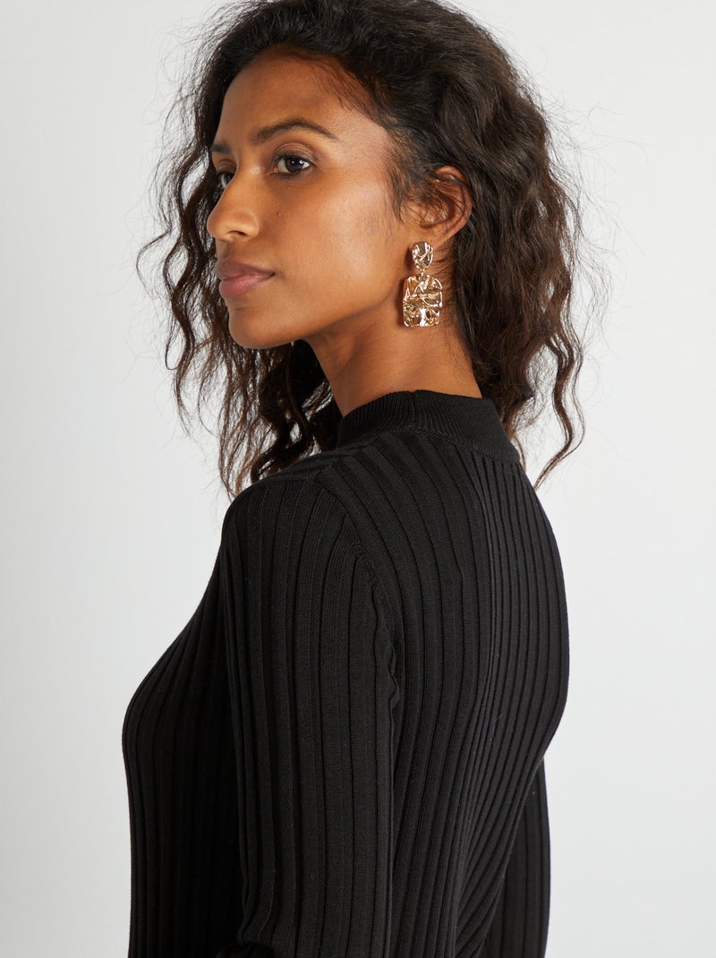 Robe courte côtelée noir - Kiabi
