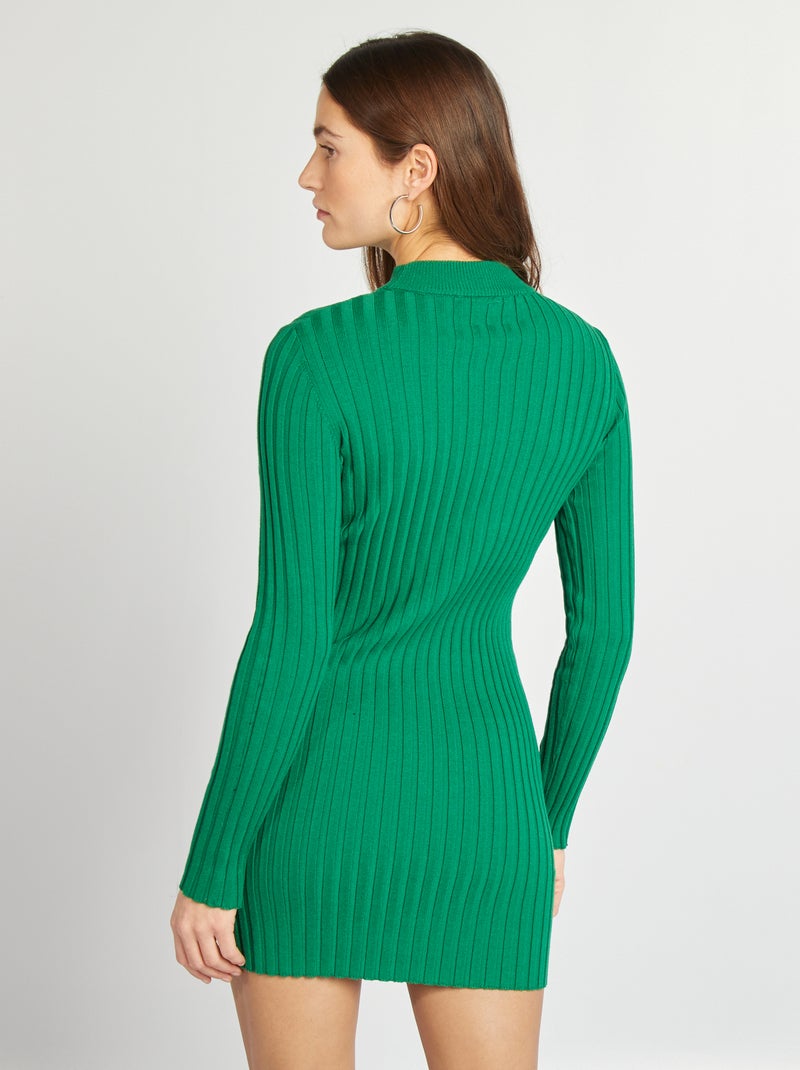 Robe courte côtelée VERT - Kiabi