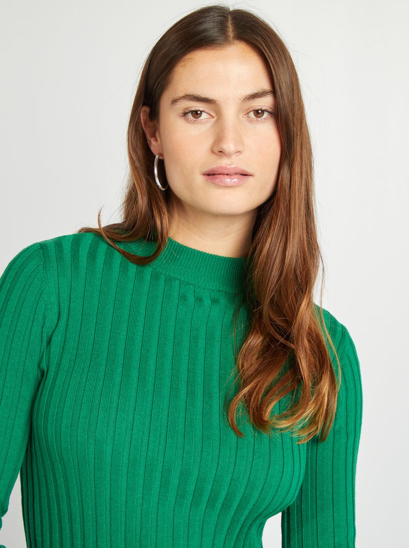 Robe courte côtelée VERT - Kiabi