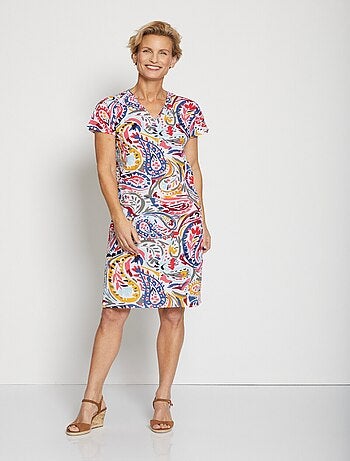 Robe courte coupe droite kimono