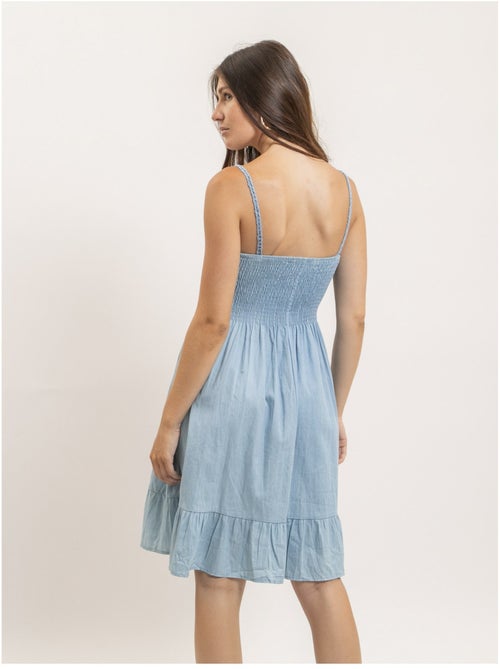 Robe courte crochet et denim IBONE - Kiabi