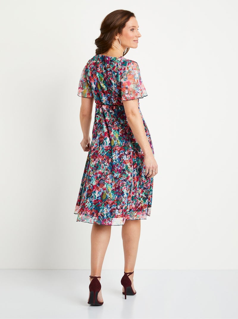 Robe courte dentelle fleurie évasée - Afibel Bleu Rose - Kiabi