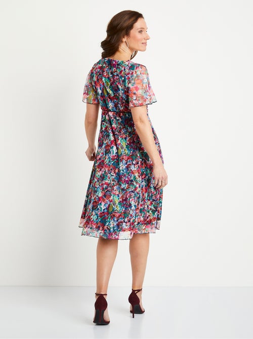 Robe courte dentelle fleurie évasée - Kiabi