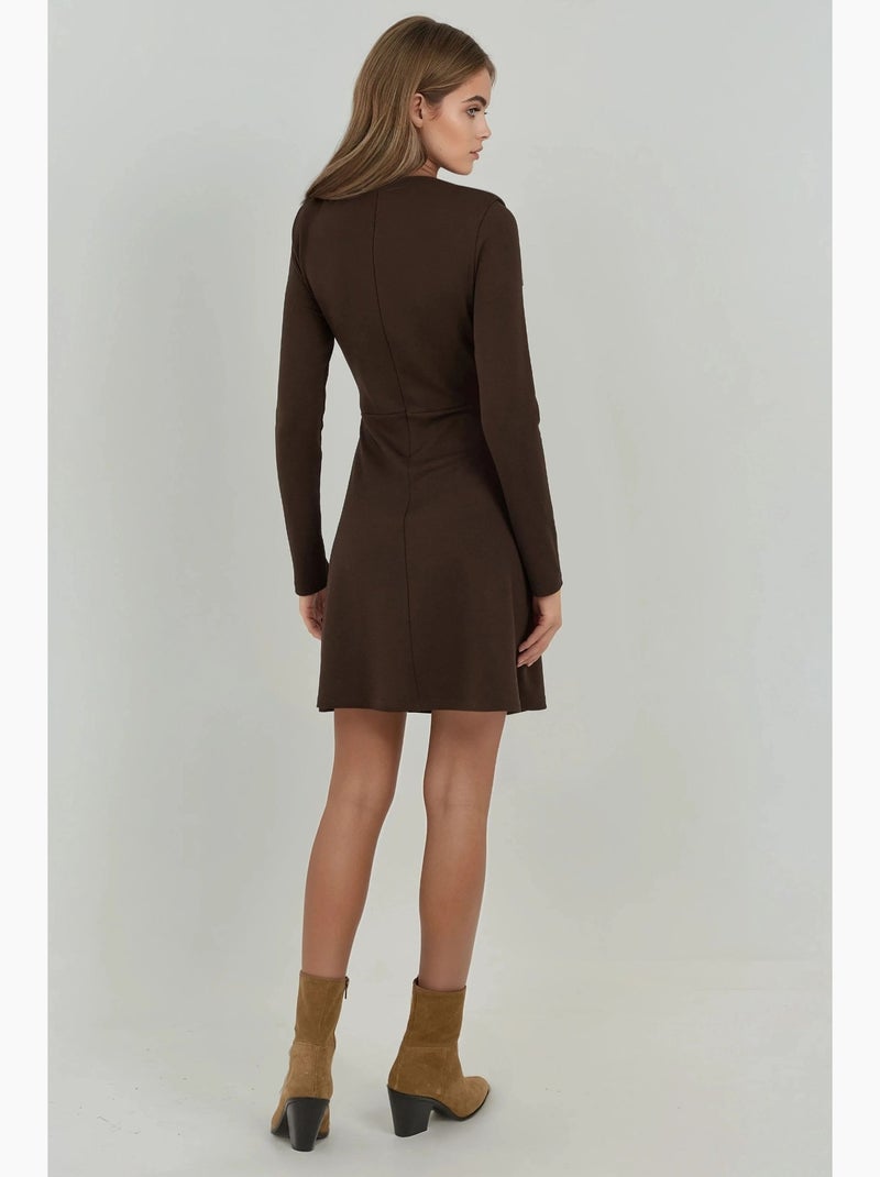 Robe courte drapée à col rond hiccup Marron foncé - Kiabi