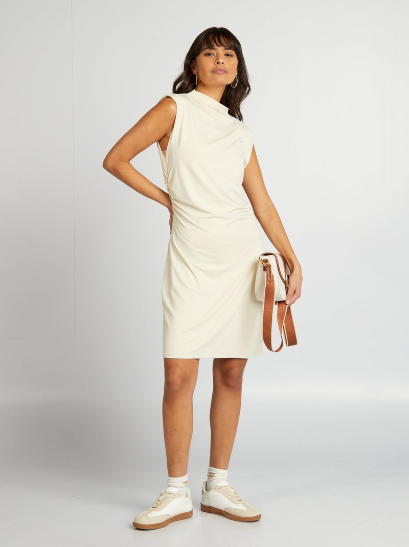 Robe courte drapée sur le devant Beige - Kiabi