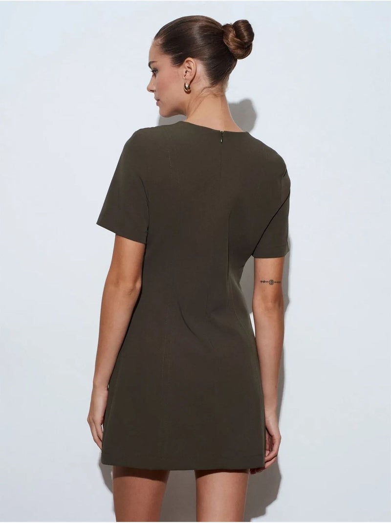 Robe courte droite à fermeture éclair dilvin Vert kaki - Kiabi