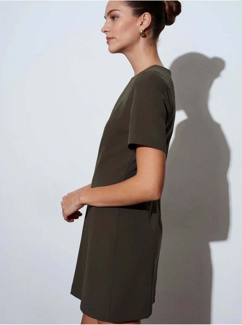 Robe courte droite à fermeture éclair dilvin Vert kaki - Kiabi