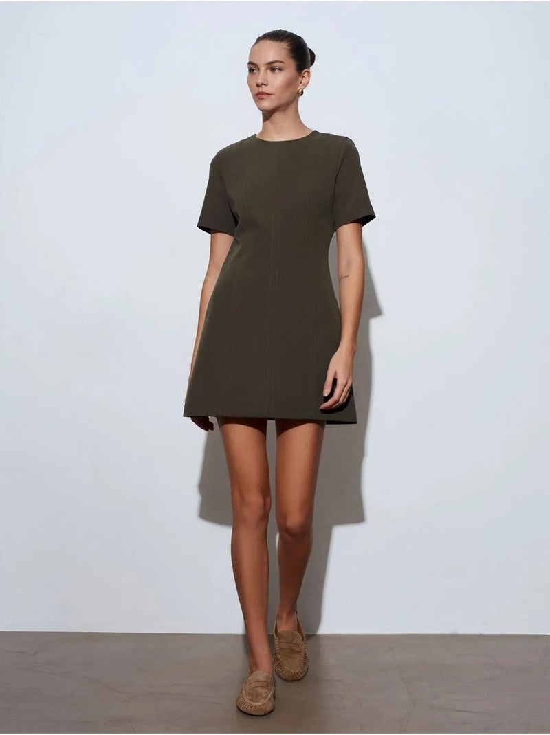 Robe courte droite à fermeture éclair dilvin Vert kaki - Kiabi
