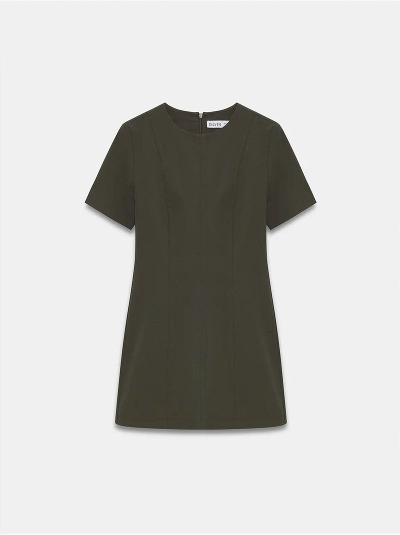 Robe courte droite à fermeture éclair dilvin Vert kaki - Kiabi