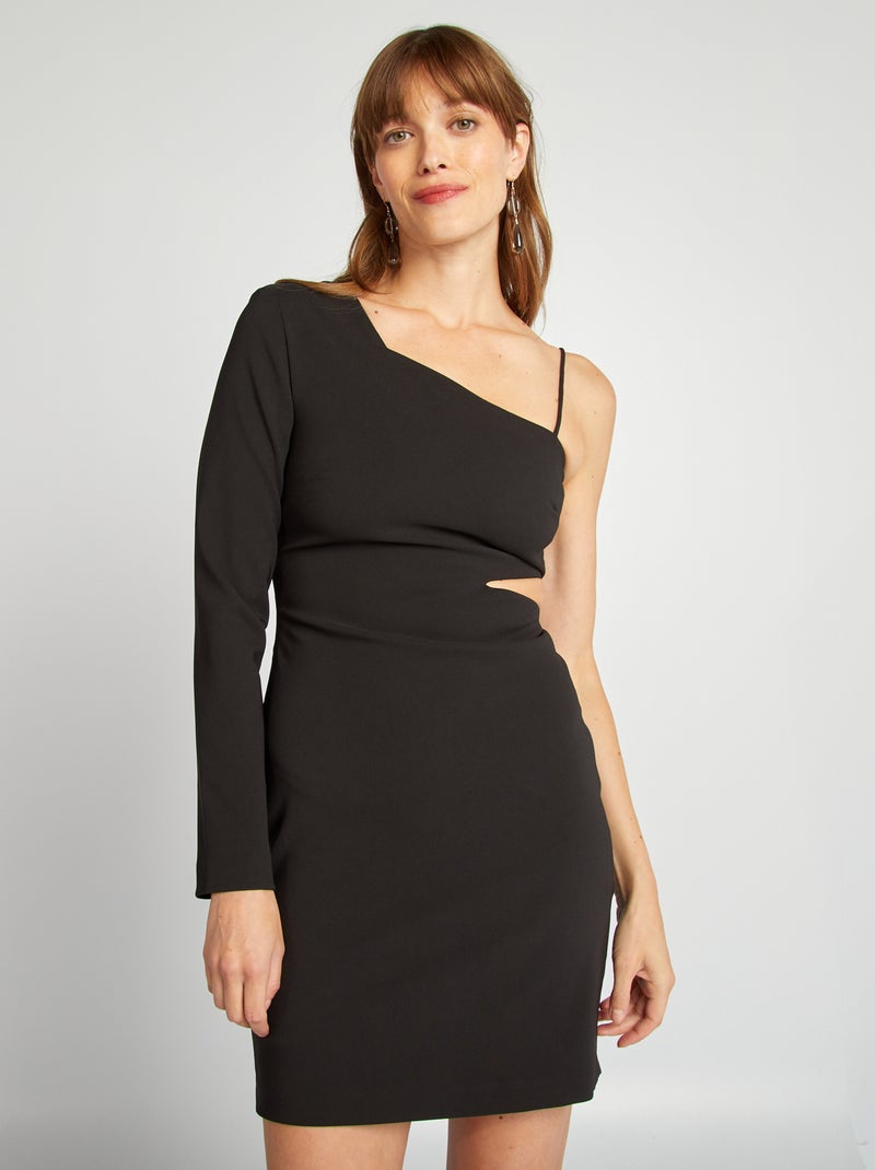 Robe courte droite asymétrique noir - Kiabi