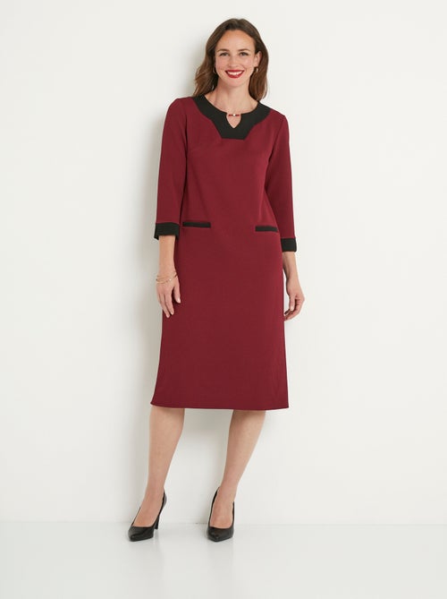 Robe courte droite bicolore manches 3/4 - Kiabi