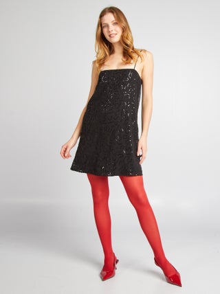 Robe courte droite en sequins