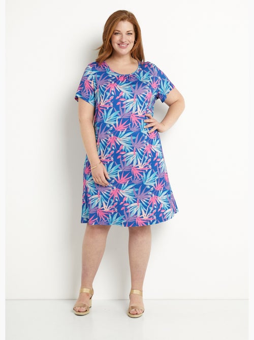 Robe courte droite évasée imprimé feuillage - afibel - Kiabi