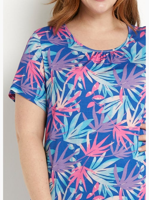 Robe courte droite évasée imprimé feuillage - afibel - Kiabi