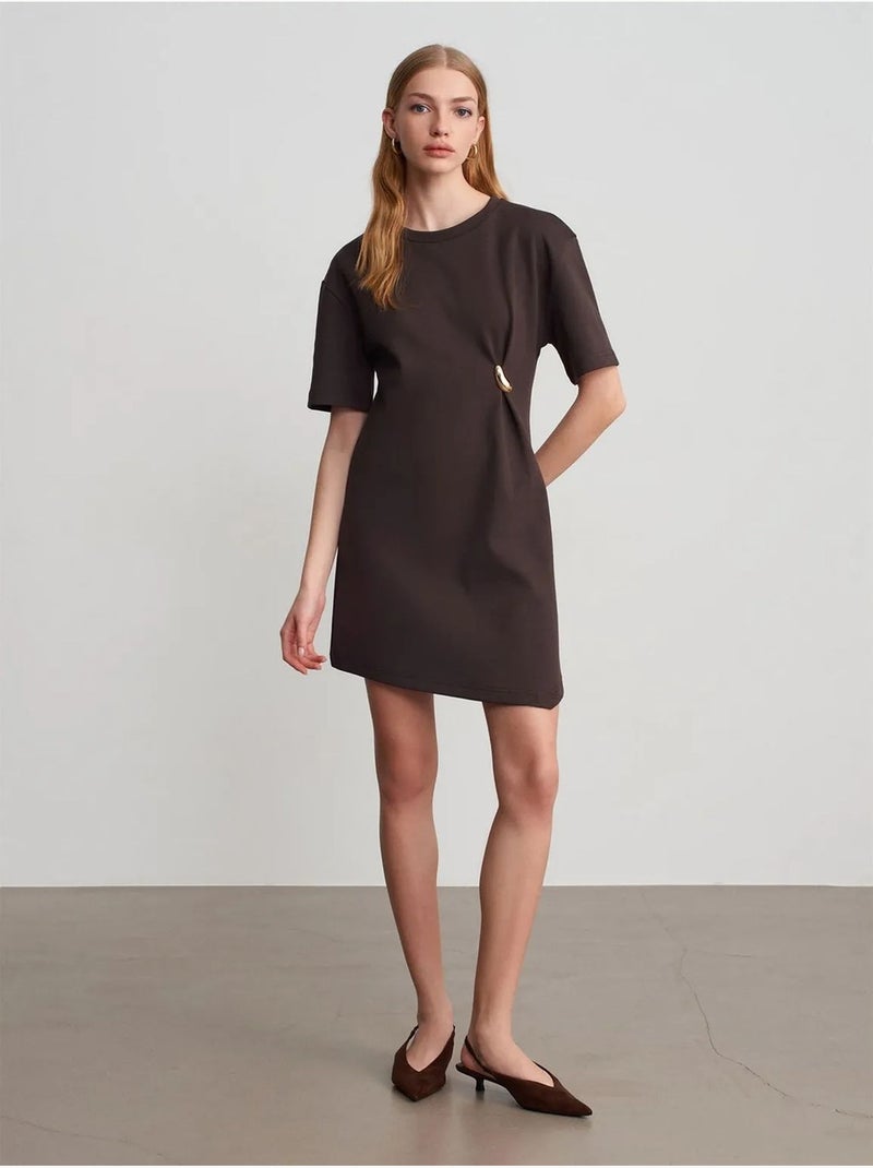 Robe courte droite femme dilvin Marron chocolat - Kiabi