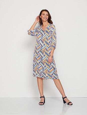 Robe courte droite imprimé graphique