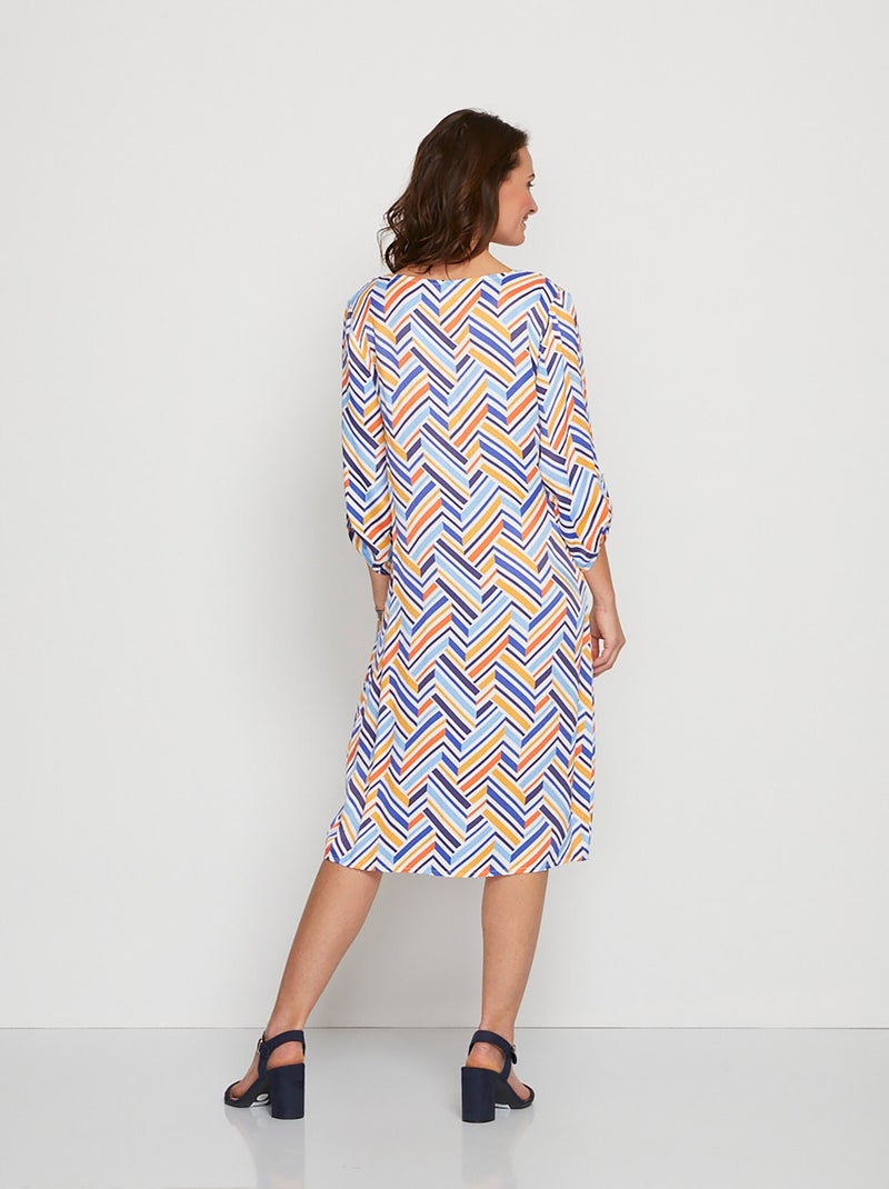 Robe courte droite imprimé graphique Bleu Jaune - Kiabi