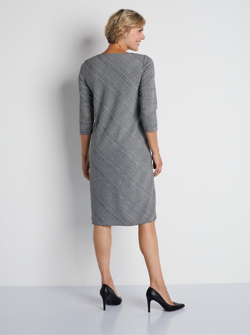 Robe courte droite jacquard carreaux - Afibel Noir Blanc - Kiabi