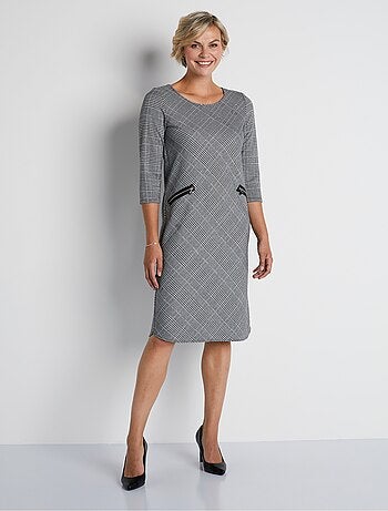 Robe courte droite jacquard carreaux - Afibel