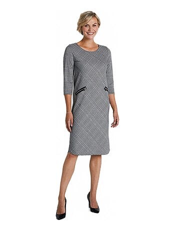 Robe courte droite jacquard carreaux