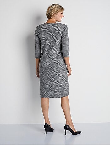 Robe courte droite jacquard carreaux