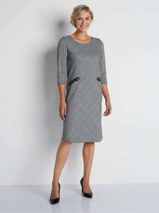 Robe courte droite jacquard carreaux