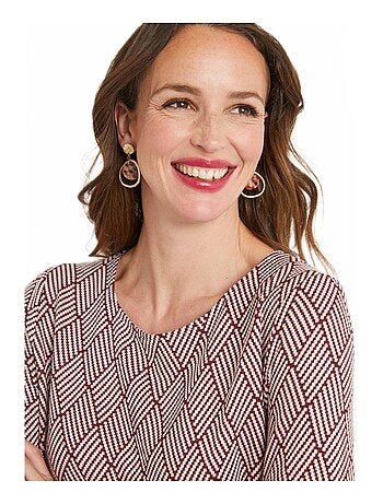 Robe courte droite jacquard graphique