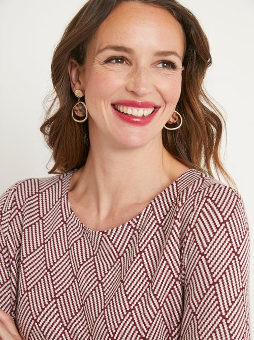 Robe courte droite jacquard graphique - Kiabi