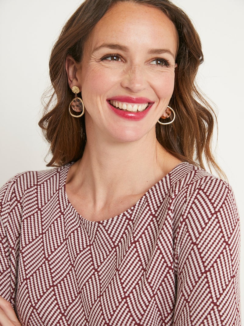 Robe courte droite jacquard graphique Bordeaux - Kiabi