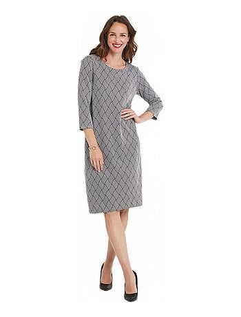 Robe courte droite jacquard graphique