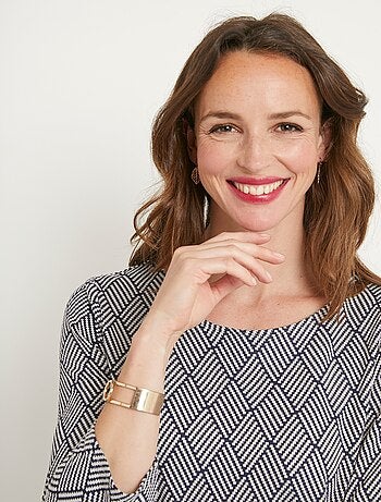 Robe courte droite jacquard graphique