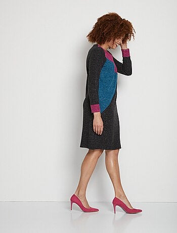 Robe courte droite maille chaude col rond