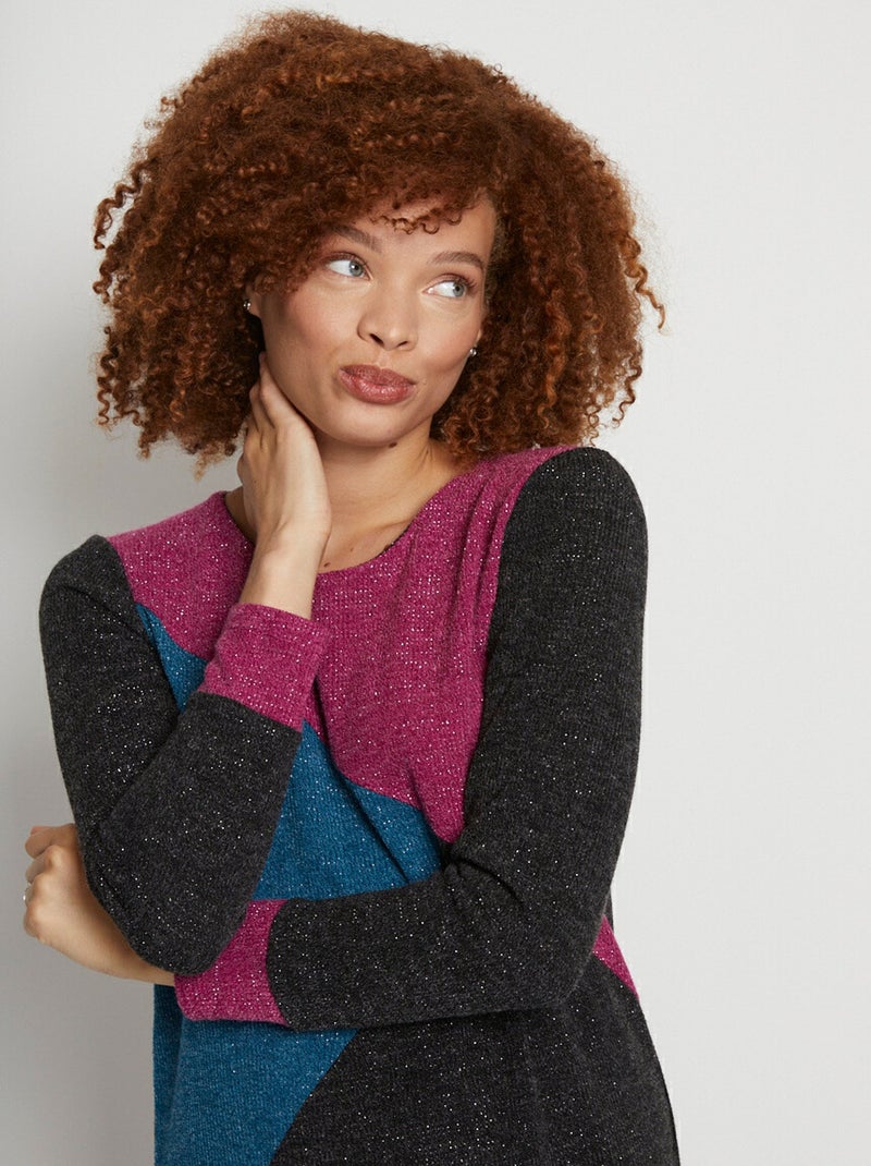 Robe courte droite maille chaude col rond Noir - Kiabi