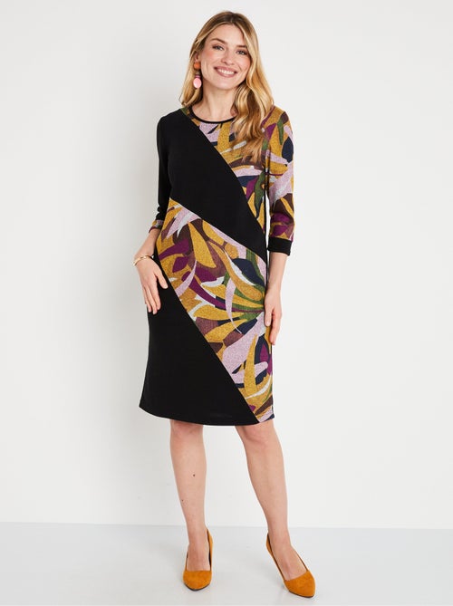 Robe courte droite maille chaude graphique - Afibel - Kiabi