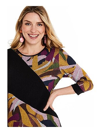 Robe courte droite maille chaude graphique