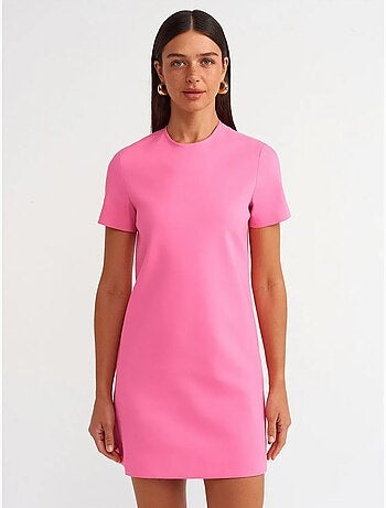 Robe courte droite sans couture à fermeture éclair dilvin
