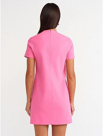 Robe courte droite sans couture à fermeture éclair dilvin