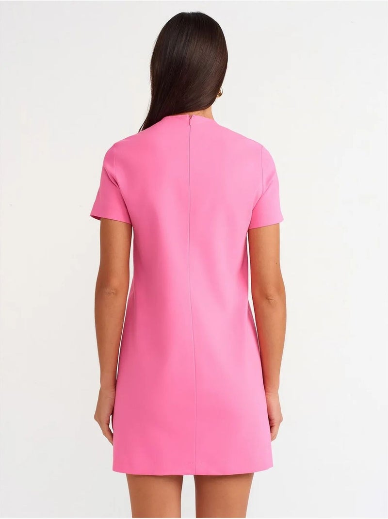Robe courte droite sans couture à fermeture éclair dilvin Rose fluo/Solinotes - Kiabi