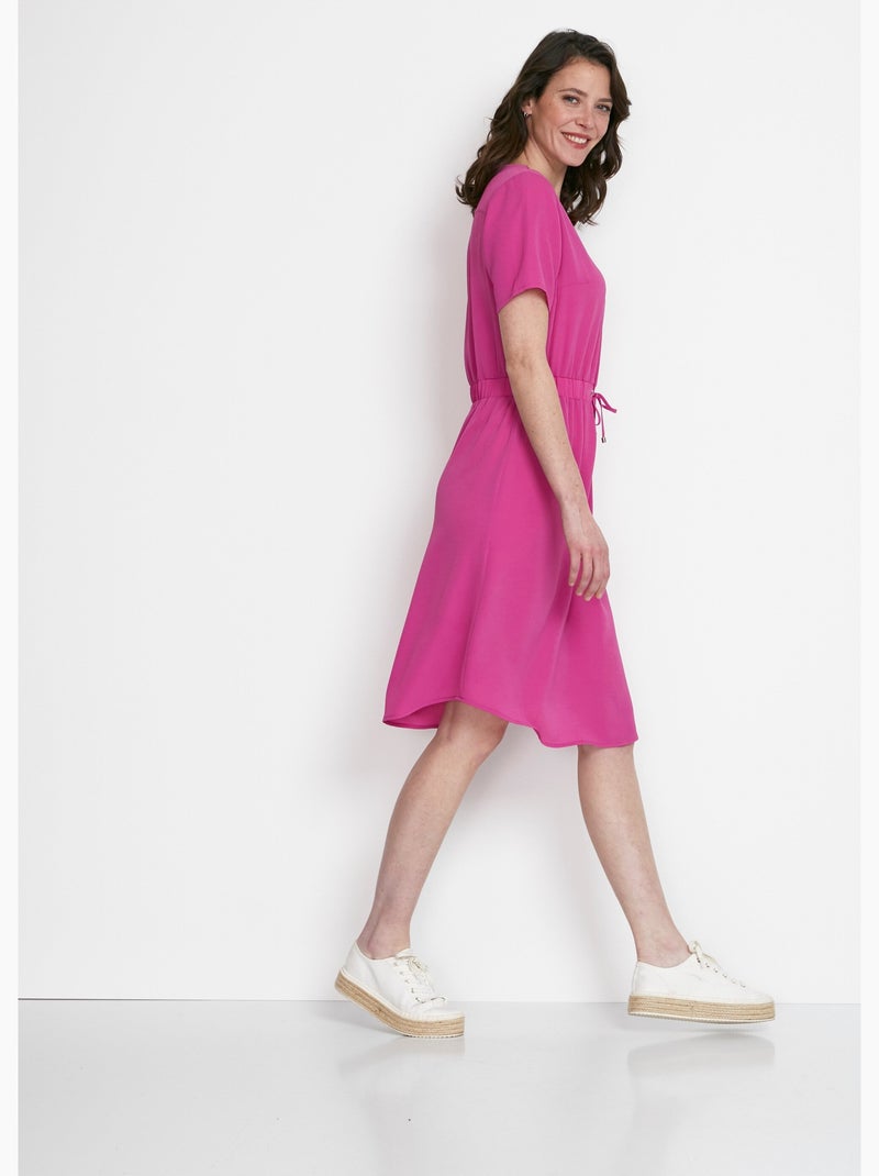 Robe courte droite taille élastiquée - Afibel Rose fushia - Kiabi
