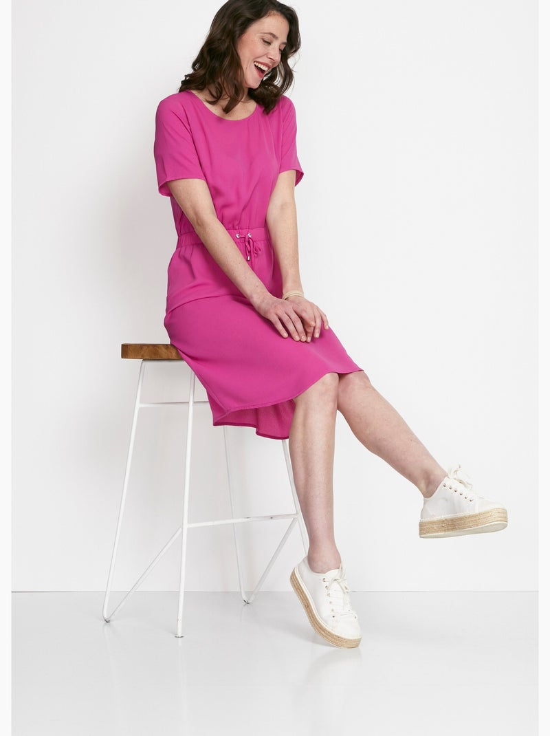 Robe courte droite taille élastiquée - Afibel Rose fushia - Kiabi