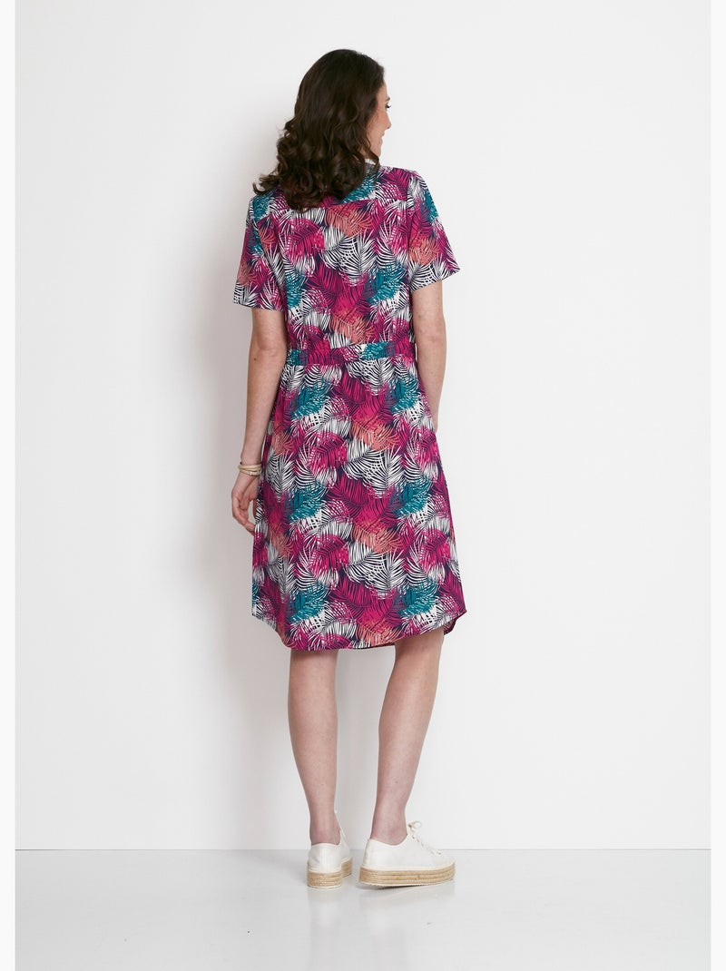 Robe courte droite taille élastiquée - Afibel Vert/Rose - Kiabi
