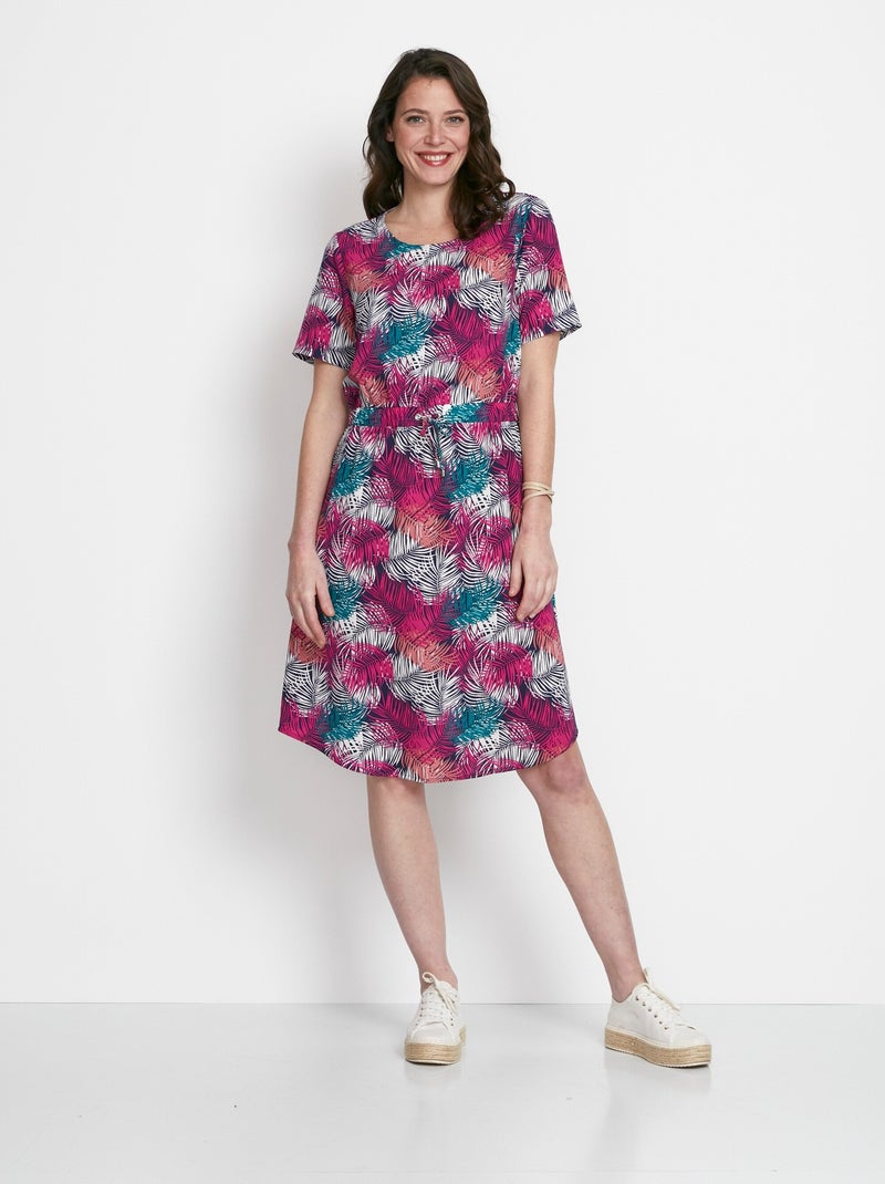 Robe courte droite taille élastiquée Rose fushia - Kiabi