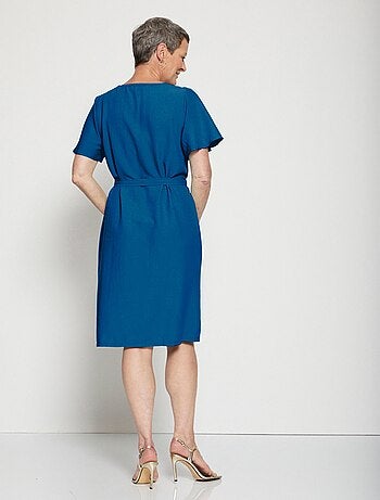 Robe courte droite tissu fluide uni - Afibel