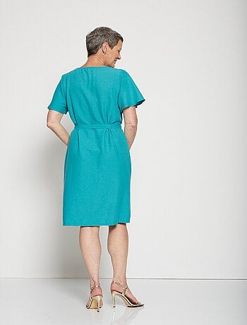 Robe courte droite tissu fluide uni - Afibel