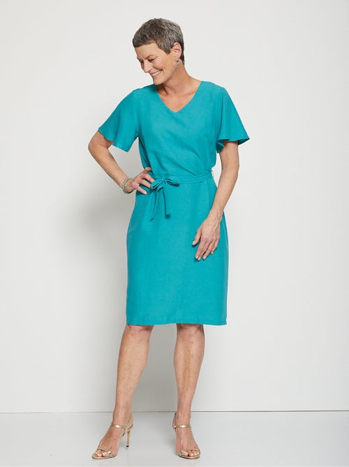 Robe courte droite tissu fluide uni - Afibel - Kiabi